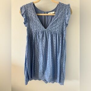 Blue Eyelet Romper